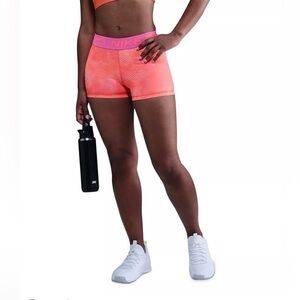 Nike Pro Women’s Printed Pink Orange Dri-FIT Mid Rise 3” Shorts